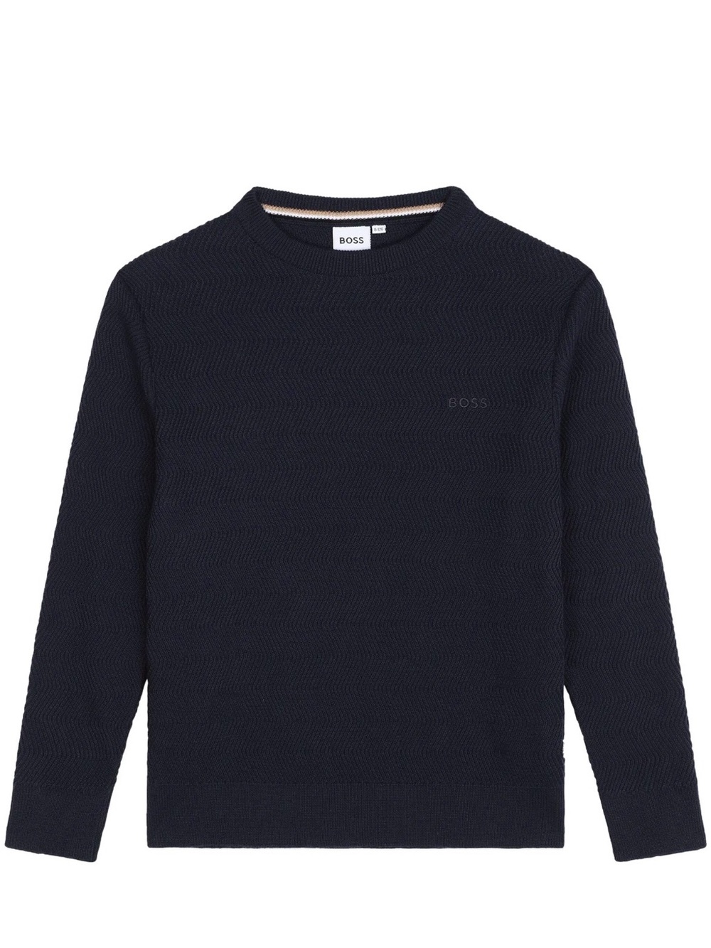 BOSS Boys- Navy Textured Crewneck Sweater